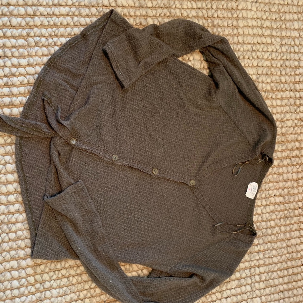 long sleeve waffle knit shirt.